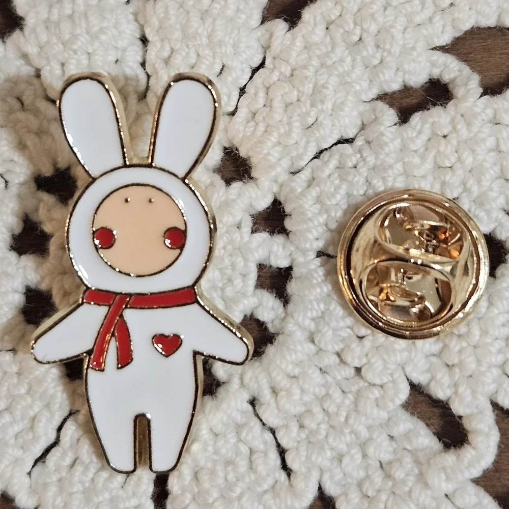 Hand Crafted Valentine's Bunny Pin Enamel Easter Lapel Pin LGBTQA+ Expression